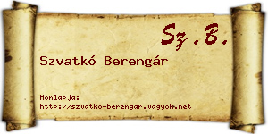 Szvatkó Berengár névjegykártya